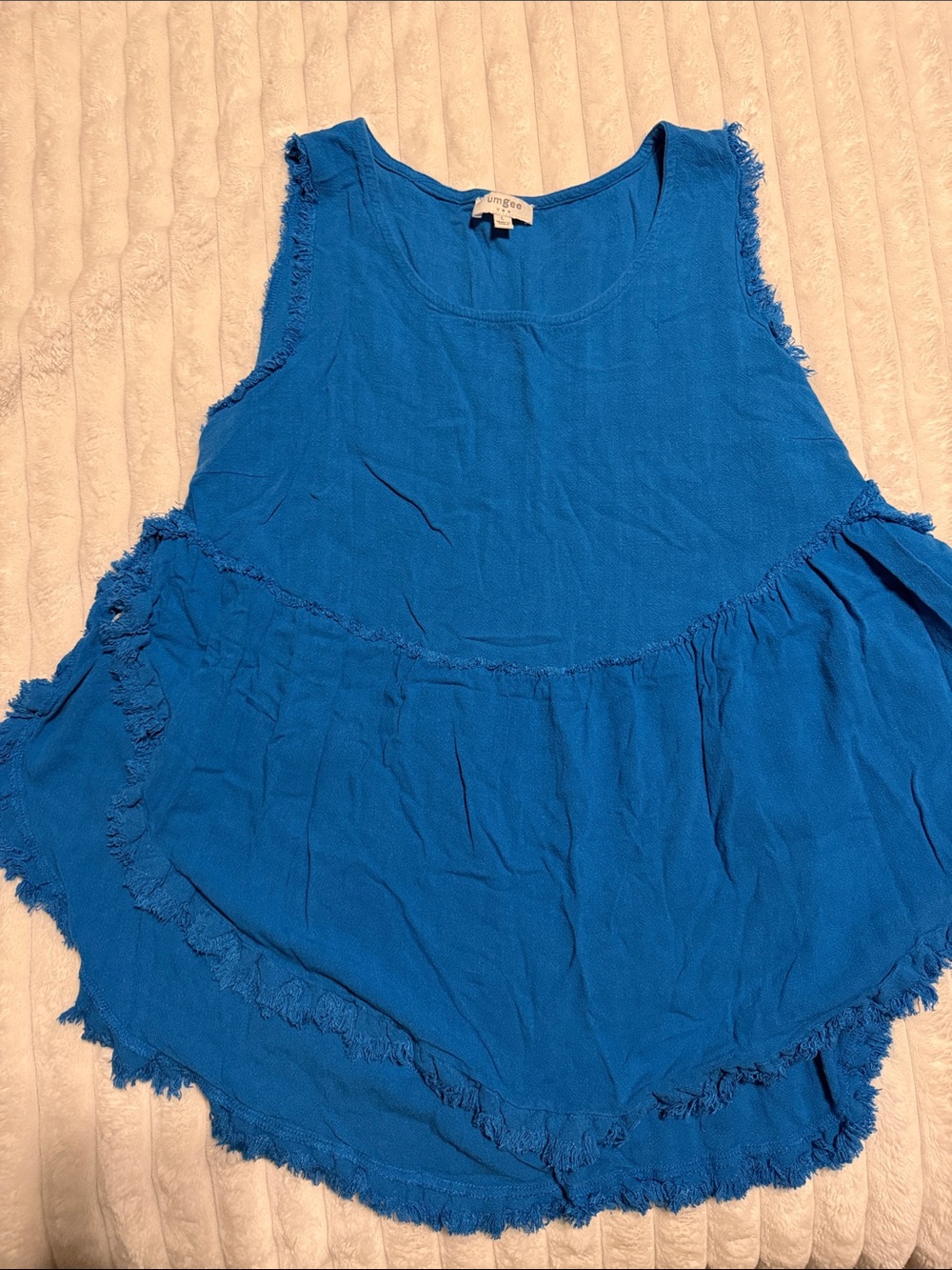 Umgee Royal Blue Frayed Hem Layered Tank